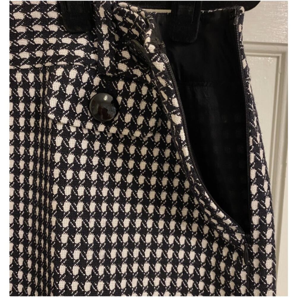 Ann Taylor Tweed Mini Skirt Black White Houndstooth A-Line Women’s Size 6 - Picture 4 of 9